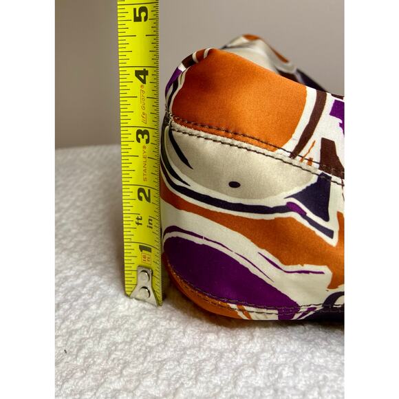 Authentic Coach Multicolored Hand Drawn Scarf Print Satin Hobo Bag 10”x11” READ - Picture 14 of 16